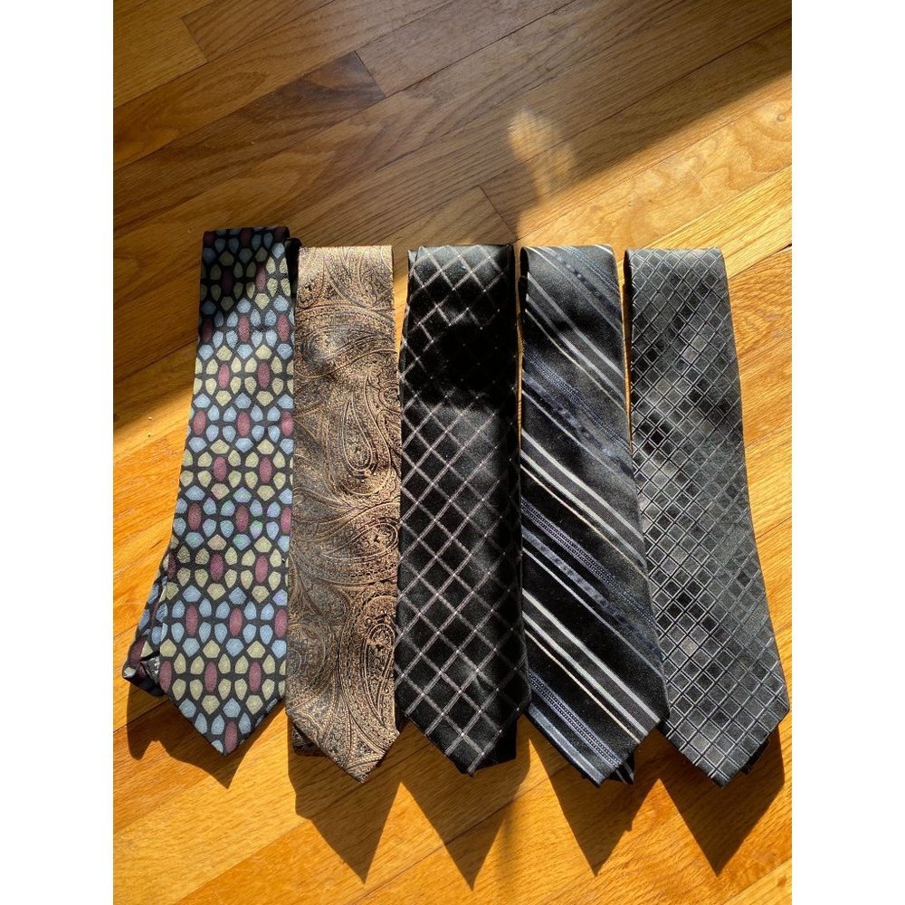Reseller Silk Tie Lot- 5 Multi color and style, one XL